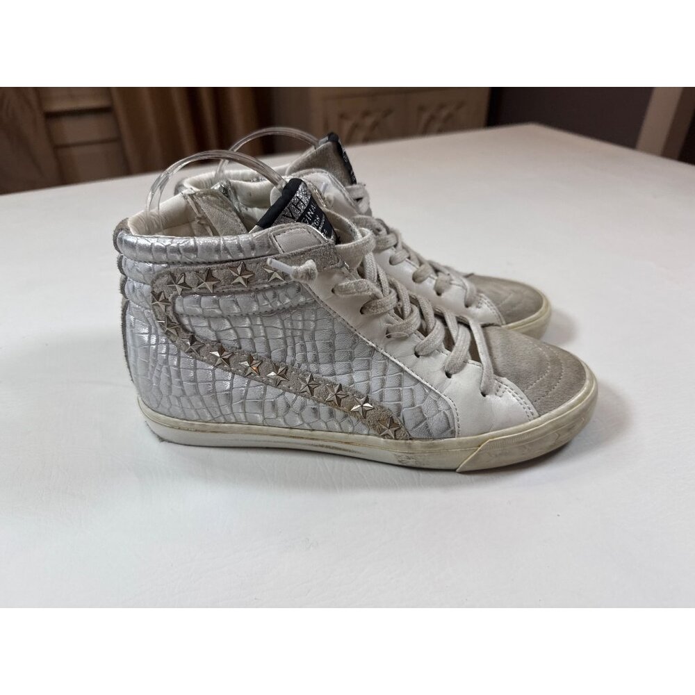 Vintage Havana Silver High-Top croco Sneakers Star Studded Lace-Up Style size 9